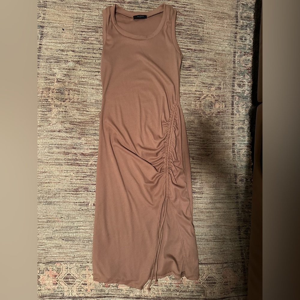21SAINTS MIDI Thigh-Slit Comfy Ruched Dress